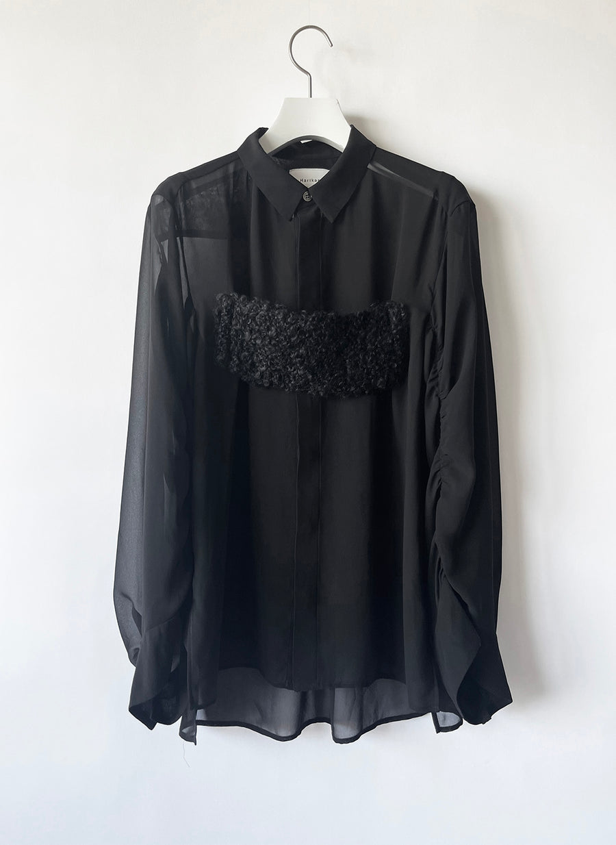 sheer shirt with knit